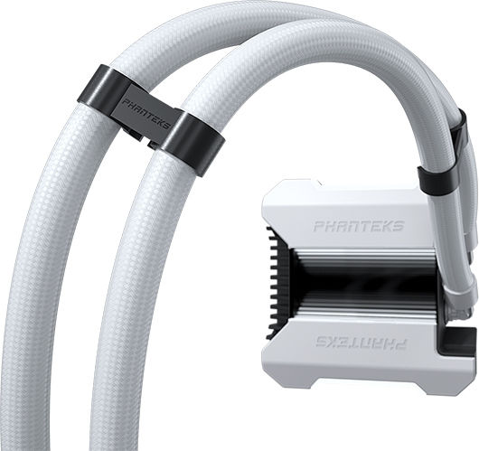 Phanteks Glacier One 240 MPH Wasserkühlung für Prozessor Doppelter Ventilator 120mm für Sockel AM4/1200/115x mit RGB Beleuchtung Weiß