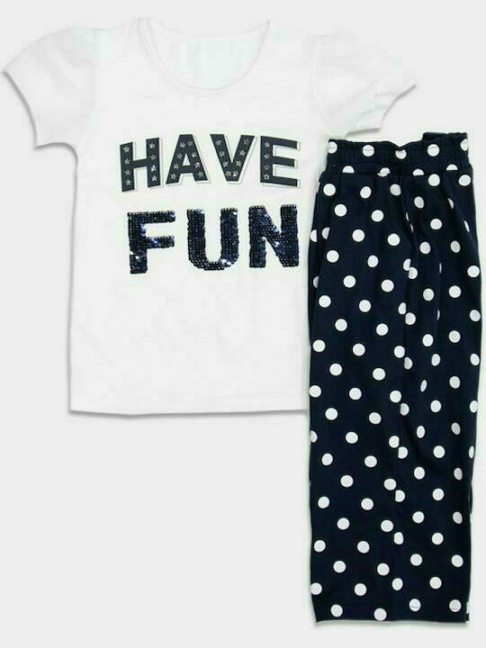 New College Kids Set with Pants Summer 2pcs White