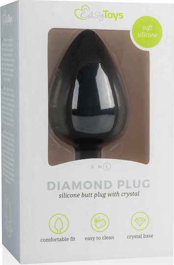 Easytoys Diamond Butt Plug Large Dop Anal Diamant Mare Black 10cm