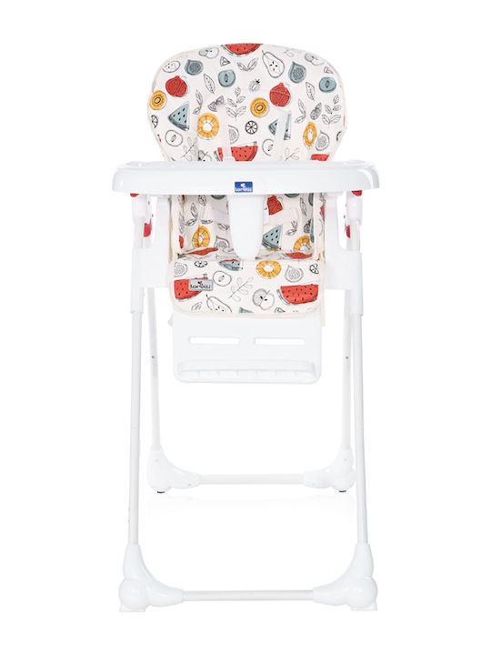 Lorelli Dulce Foldable Highchair with Metal Frame & Fabric Seat White Fruits