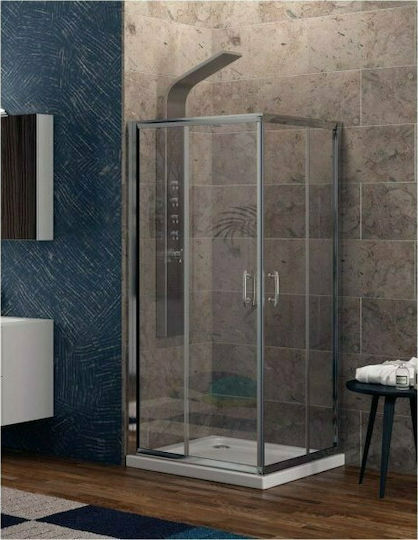 Karag New Flora 100 Καμπίνα Ντουζιέρας με Συρόμενη Πόρτα 80x80x180cm Serigrafato