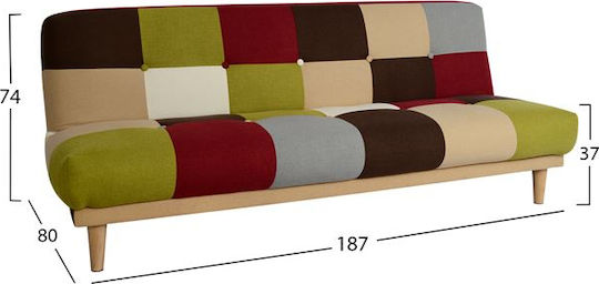 Three-Seater Couch Bed with Storage Space Mixed Color 187x80x75 cm