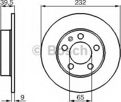 Bosch Δισκόπλακα Πίσω 1τμχ για Audi A2 / A3 / TT Seat Ibiza / Leon Skoda Fabia / Octavia / Rapid