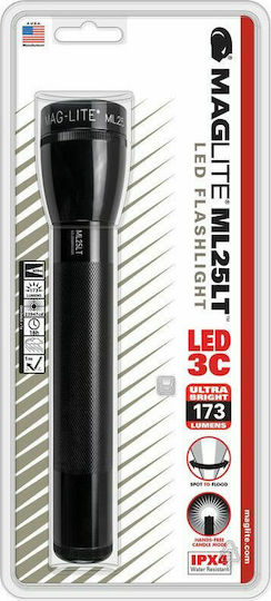 Maglite Flashlight LED IPX4 with Maximum Brightness 173lm ML25LT-S3016 Black