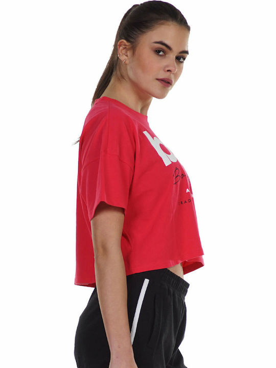 Γυναικείο Αθλητικό Crop Top Κοντομάνικο Φούξια