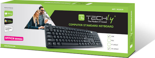 Techly IDATA 955-UBK-AM Πληκτρολόγιο Αγγλικό US