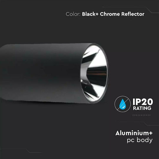 V-TAC Single Spot with Socket GU10 in Black Color