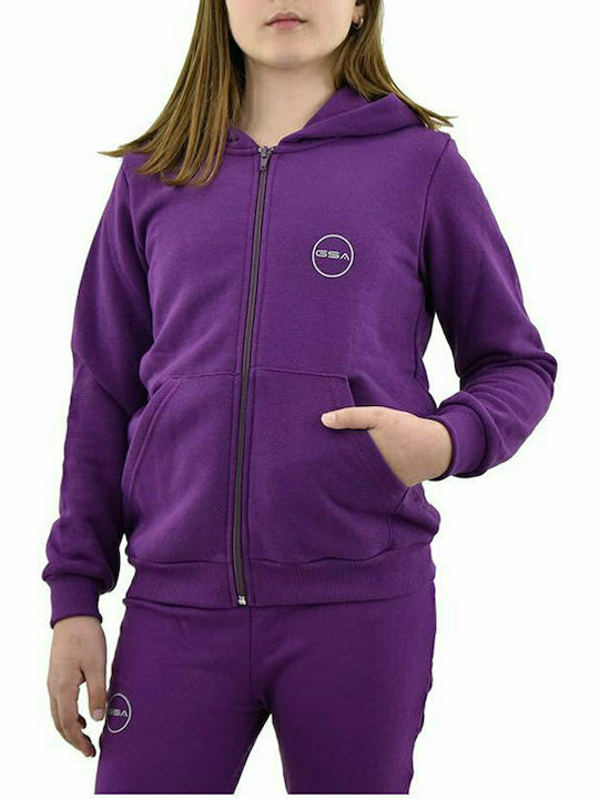 GSA Boys Athleisure Hooded Sweatshirt with Zipper Purple