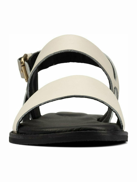 Karsea Leather Women's Flat Sandals Anatomic in White Color