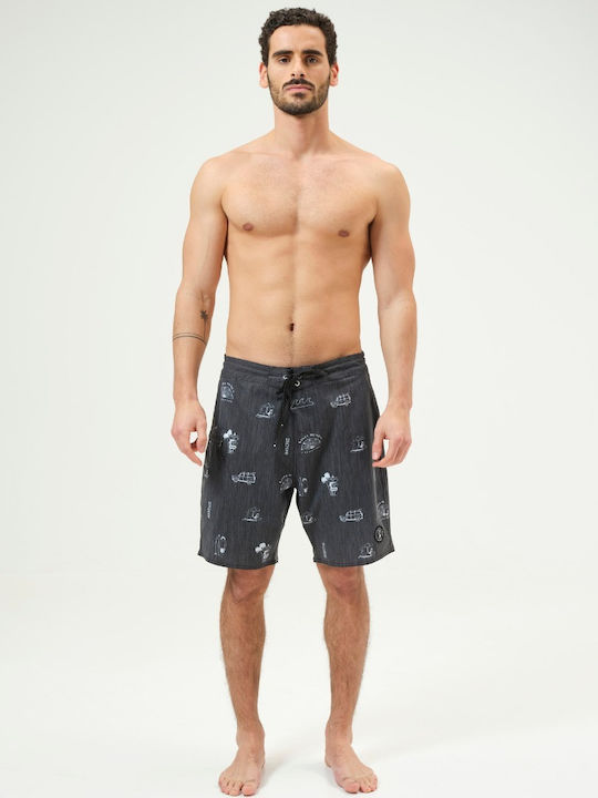 Men's Swimwear Bermuda Black With Patterns