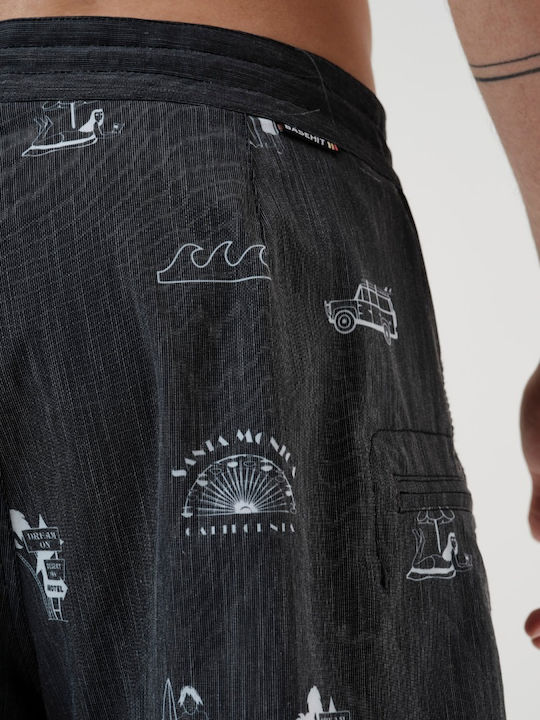 Men's Swimwear Bermuda Black With Patterns