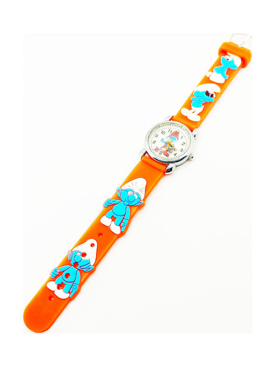 PS Silver Kids Analog Watch Smurfs with Rubber/Plastic Strap Orange