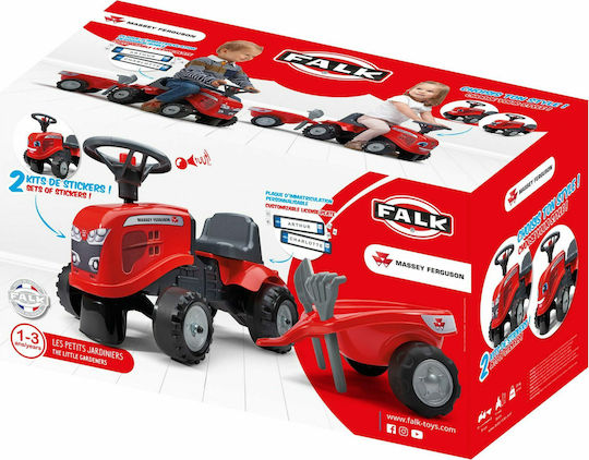 Kinderfahrzeug mit Traktor Massey Ferguson Fuß zu Boden mit Anhänger und Pedal Rote für 1+ Jahre