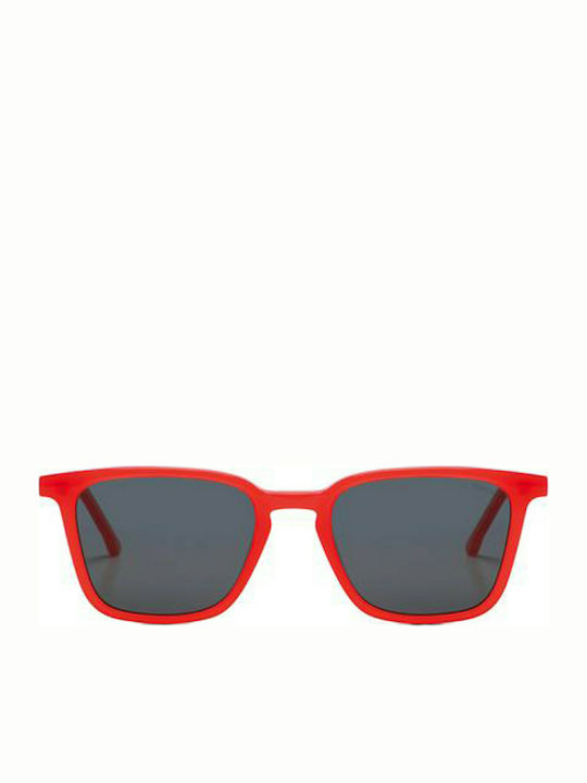 Komono Ethan Men's Sunglasses with Red Acetate Frame and Gray Lenses