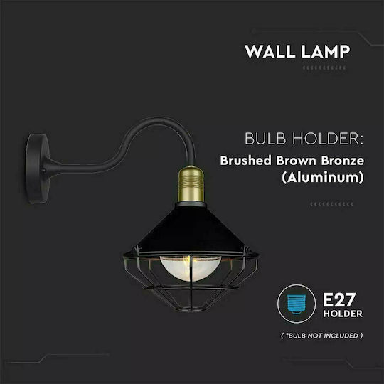 V-TAC Lumină de exterior cu abajur montată pe perete E27 IP65 25x36.5x42εκ.