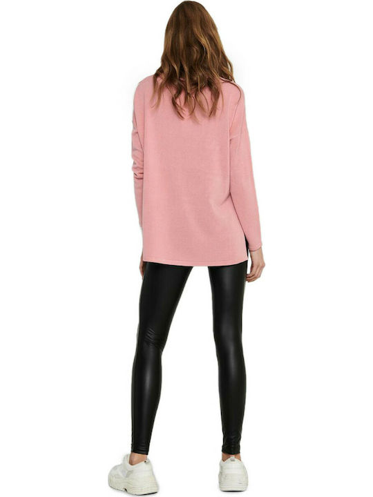 Only Women's Blouse Long Sleeve with V Neckline Pink