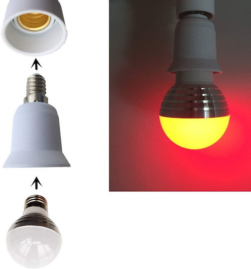 GloboStar Socket Adapter from E14 to E27 in White color Set 1pcs 78974