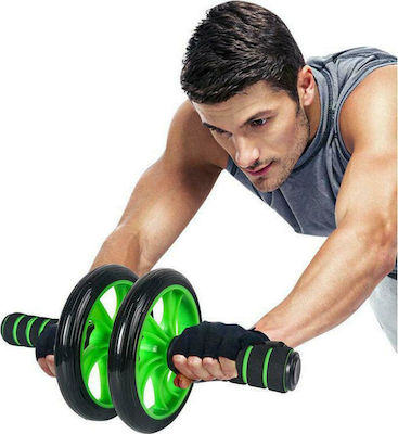 GYM-0001 Abdominal Wheel Green with Anti-Slip Handles & Mat