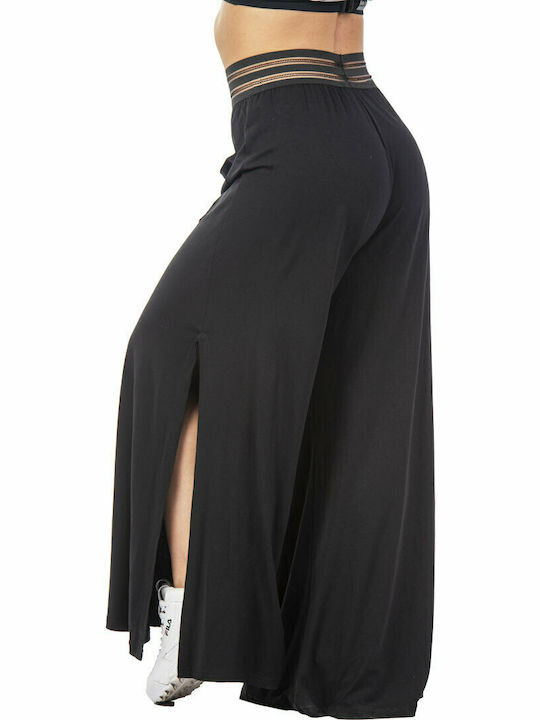 Bodymove Γυναικεία Ψηλόμεση Υφασμάτινη Παντελόνα με Λάστιχο σε Relaxed Εφαρμογή σε Μαύρο Χρώμα