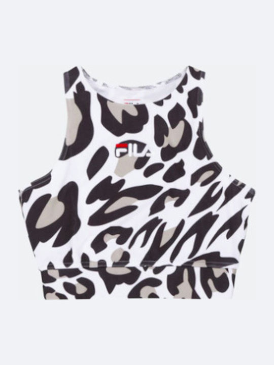 Elita Women's Summer Crop Top Sleeveless Animal Print White