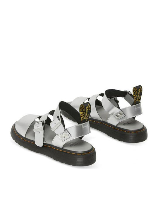Dr. Martens Gryphon Δερμάτινα Σανδάλια Ασημί