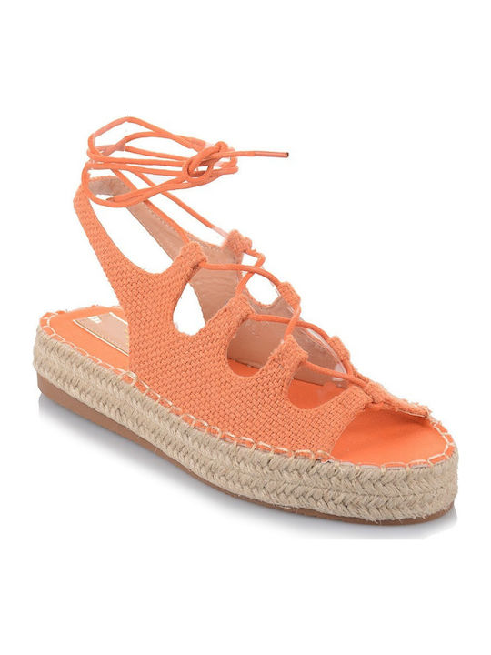 Famous Shoes Women's Flat Sandals Gladiator in Orange Color