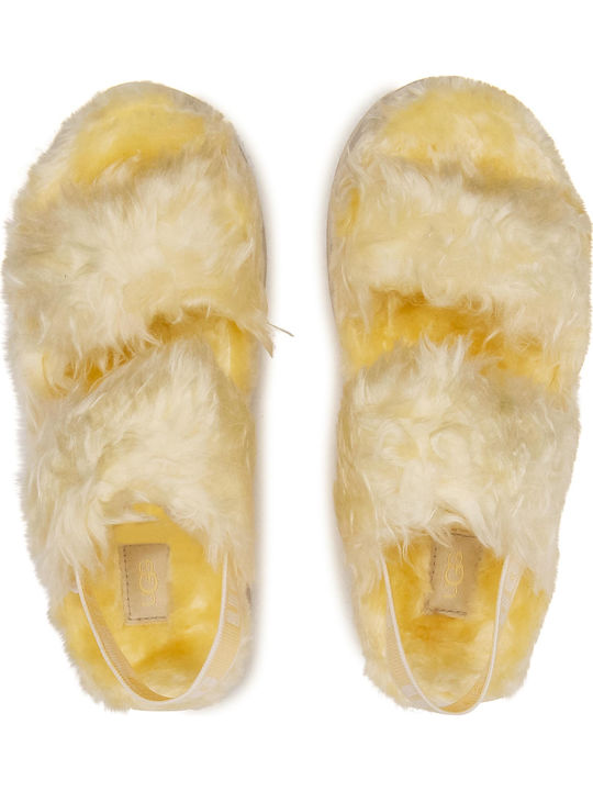 Fluff Sugar Flache Sandalen für Damen Flatforms in Gelb Farbe