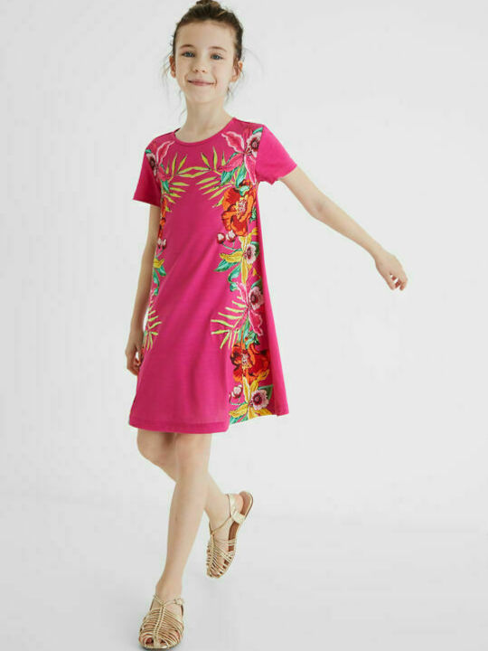 Lucy Dress Floral Cascade Παιδικό Φόρεμα Κοντομάνικο Floral Κόκκινο
