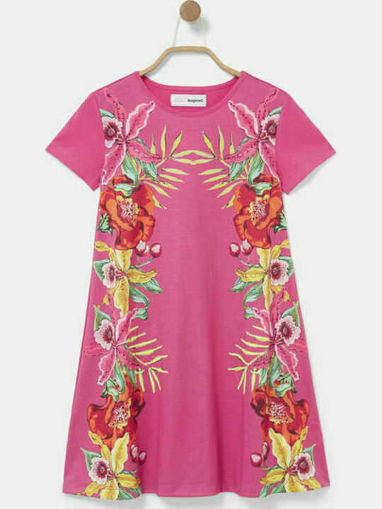 Lucy Dress Floral Cascade Παιδικό Φόρεμα Κοντομάνικο Floral Κόκκινο