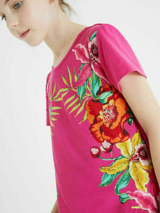 Lucy Dress Floral Cascade Παιδικό Φόρεμα Κοντομάνικο Floral Κόκκινο