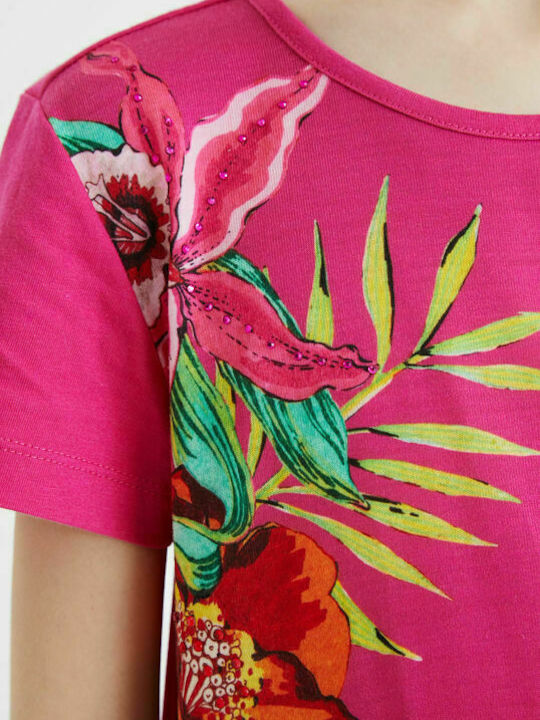 Lucy Dress Floral Cascade Παιδικό Φόρεμα Κοντομάνικο Floral Κόκκινο