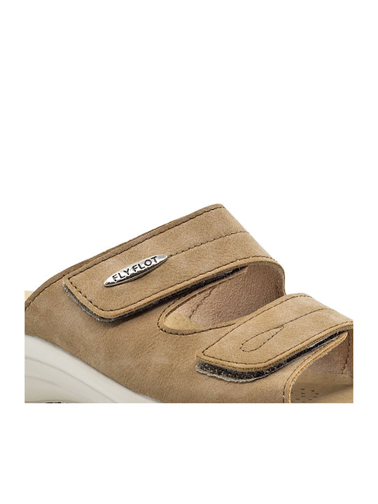 Anatomisch Damenplattformen in Stil Pantoffeln Beige