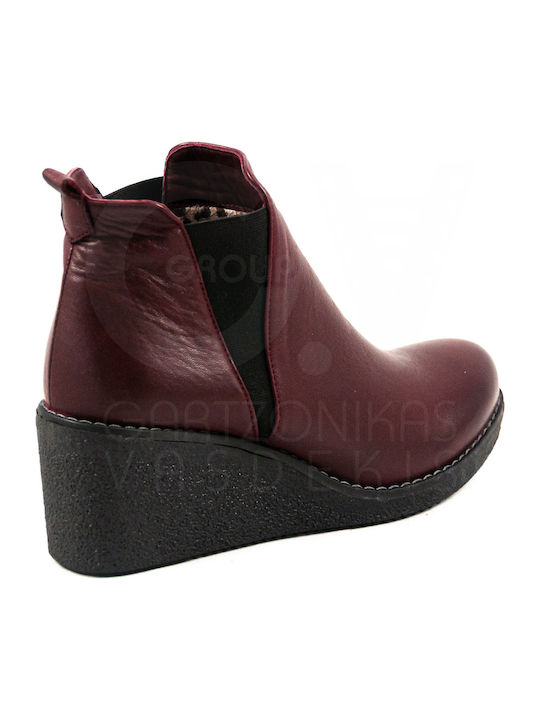 Safe Step 12214 Leather Women's Ankle Boots with Medium Heel Burgundy