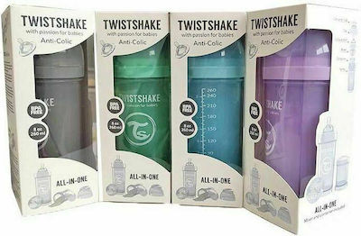 Twistshake Plastic Bottle Pastel Anti-Colic with Silicone Nipple for 0+, 0+ m, months Beige 260ml 1pcs