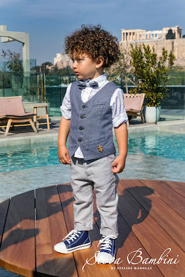 Stova Bambini Boys Baptism Suit with Vest 6pcs Gray