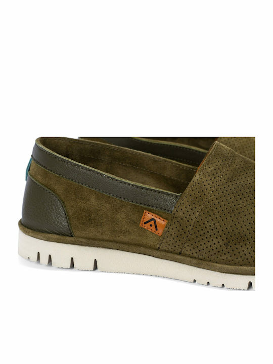 11162 Leather Men's Espadrilles in Green Color