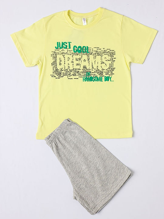 Dreams by Joyce Set Top & Bottom Kids Summer Pyjamas Yellow