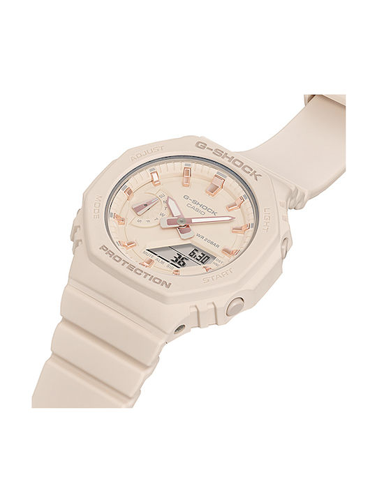 Casio G-shock Women's Watch Chronograph with Beige Rubber Strap