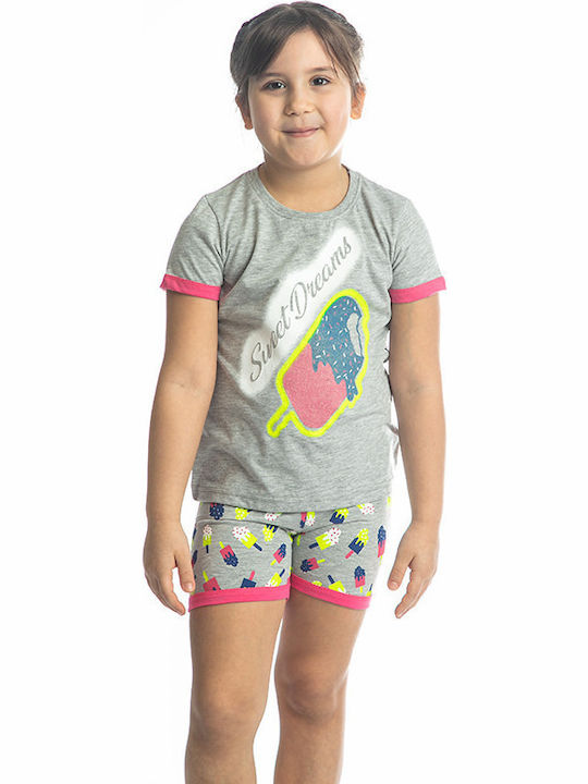 Dreams by Joyce Set Top & Bottom Kids Summer Pyjamas Gray