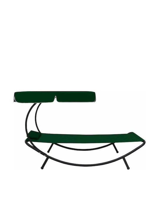 Liegestuhl Metallisch mit Textilene-Stoff & Sonnenschirm Green 200x90x112cm.