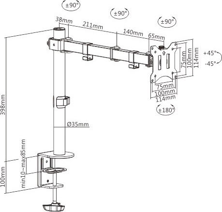 Brateck LDT42-C012 Βάση Γραφείου Οθόνης έως 32"