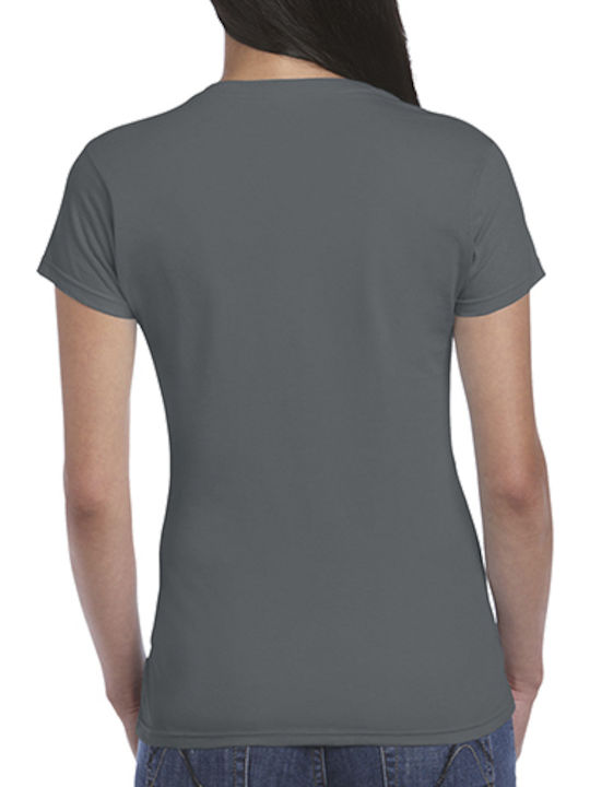Gildan 64000L Γυναικείο Διαφημιστικό T-shirt Κοντομάνικο Charcoal