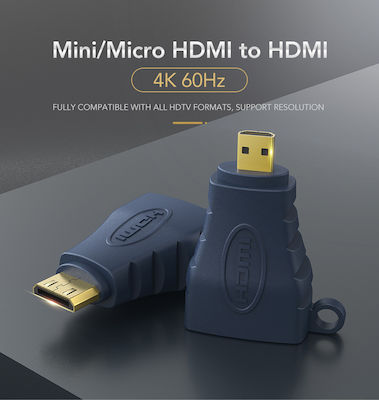 Cabletime AV599 Converter micro HDMI male to HDMI female Blue