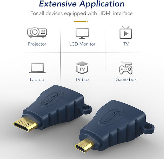 Cabletime AV599 Μετατροπέας micro HDMI male σε HDMI female Μπλε 1τμχ