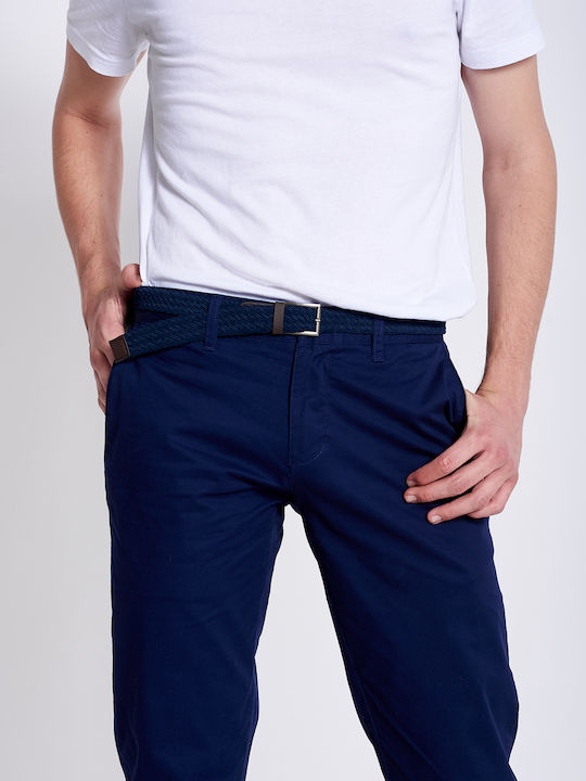 Miami Pantaloni Chino Elastic cu Croială Slim Albastru marin