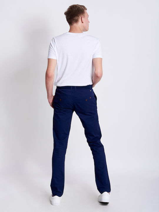 Miami Pantaloni Chino Elastic cu Croială Slim Albastru marin