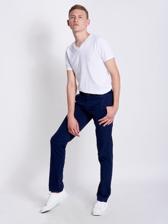 Miami Pantaloni Chino Elastic cu Croială Slim Albastru marin