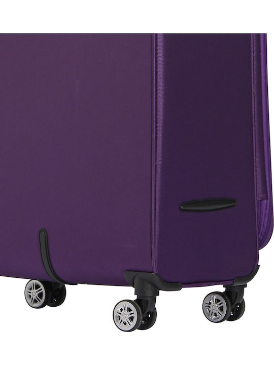 Diplomat Large The Atlanta Collection Large Fabric Travel Suitcase Purple with 4 Wheels Height 78cm