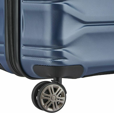 Delsey Meteor Large Travel Suitcase Hard Blue with 4 Wheels Height 78cm