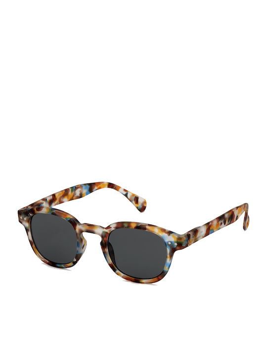 Izipizi C Sun Men's Sunglasses with Multicolour Tartaruga Plastic Frame and Black Lens